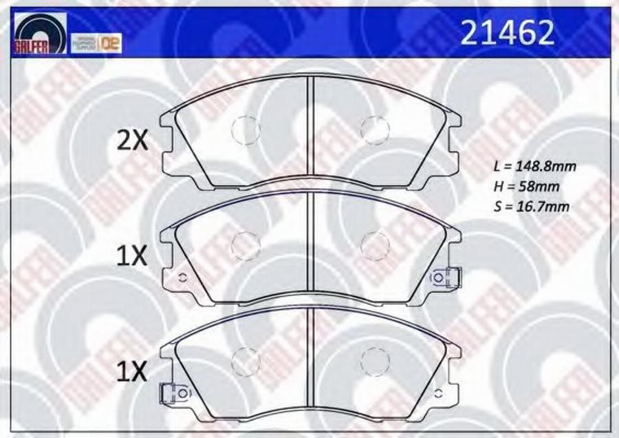 Galfer 21462 - Тормозные колодки, дисковые, комплект autospares.lv