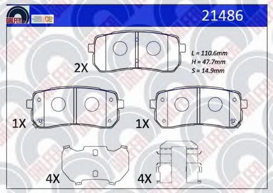 Galfer 21486 - Тормозные колодки, дисковые, комплект autospares.lv