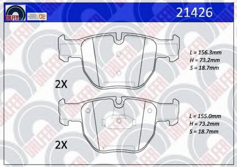 Galfer 21426 - Тормозные колодки, дисковые, комплект autospares.lv