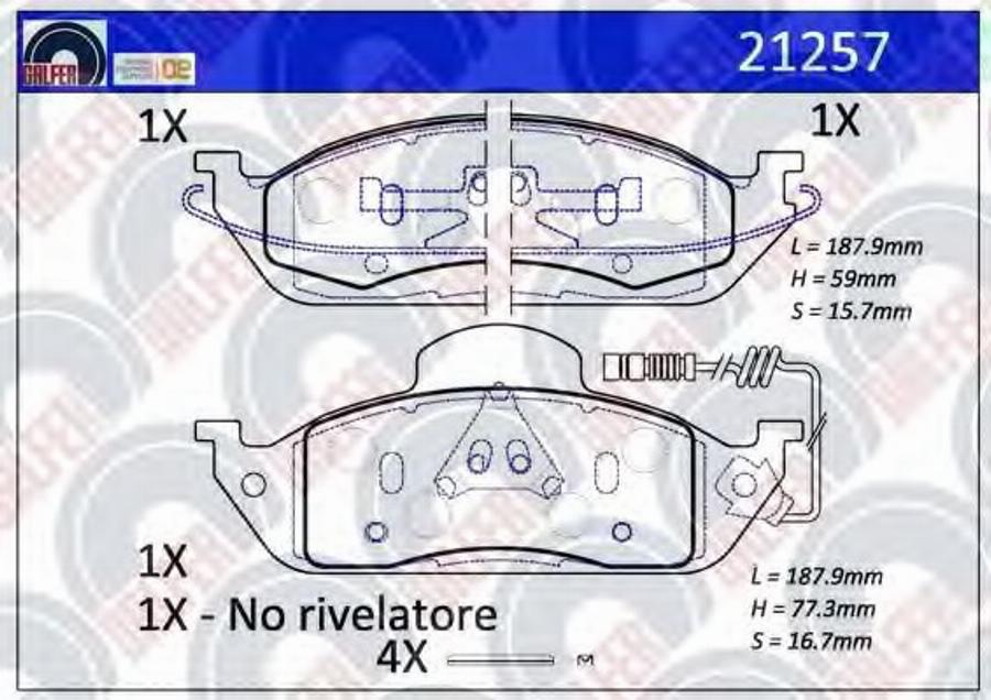 Galfer 21257 - Тормозные колодки, дисковые, комплект autospares.lv