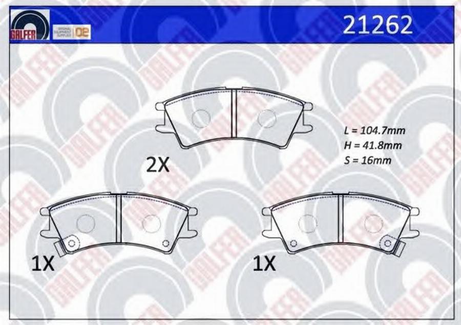 Galfer 21262 - Тормозные колодки, дисковые, комплект autospares.lv