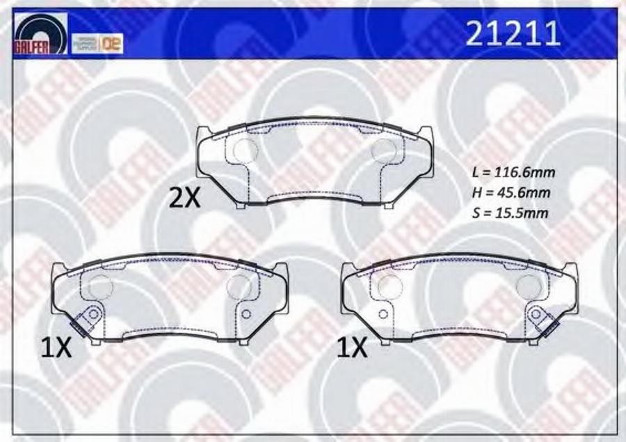 Galfer 21211 - Тормозные колодки, дисковые, комплект autospares.lv