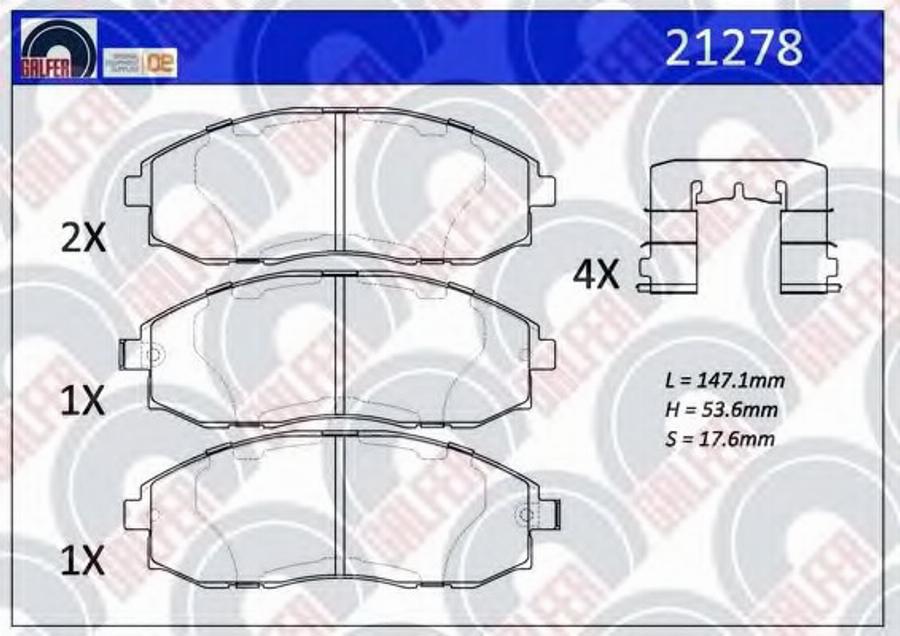 Galfer 21278 - Тормозные колодки, дисковые, комплект autospares.lv