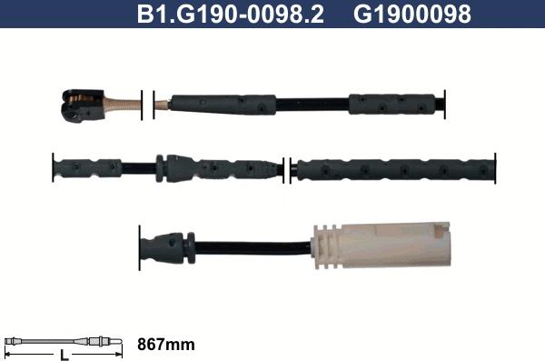 Galfer B1.G190-0098.2 - Сигнализатор, износ тормозных колодок autospares.lv