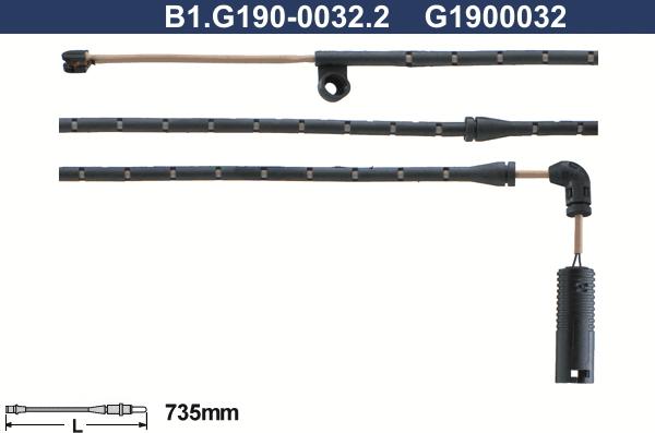 Galfer B1.G190-0032.2 - Сигнализатор, износ тормозных колодок autospares.lv