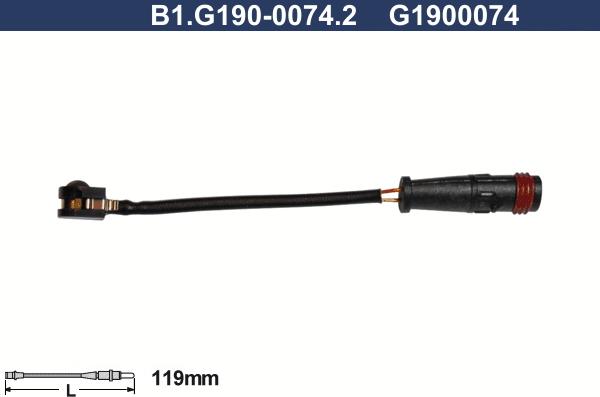 Galfer B1.G190-0074.2 - Сигнализатор, износ тормозных колодок autospares.lv