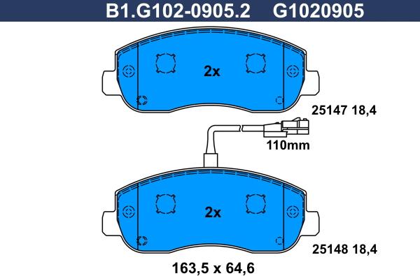 Galfer B1.G102-0905.2 - Тормозные колодки, дисковые, комплект autospares.lv