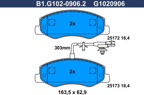 Galfer B1.G102-0906.2 - Тормозные колодки, дисковые, комплект autospares.lv