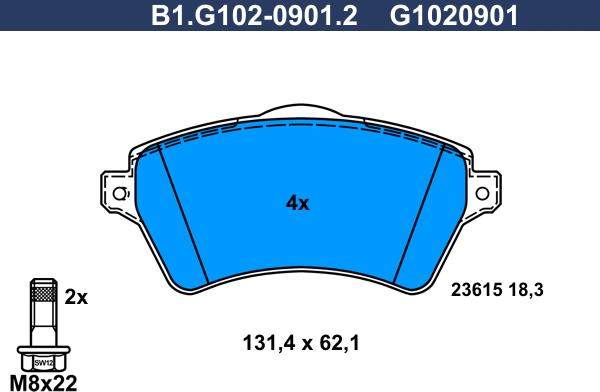 Galfer B1.G102-0901.2 - Тормозные колодки, дисковые, комплект autospares.lv