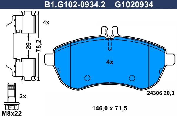 Galfer B1.G102-0934.2 - Тормозные колодки, дисковые, комплект autospares.lv