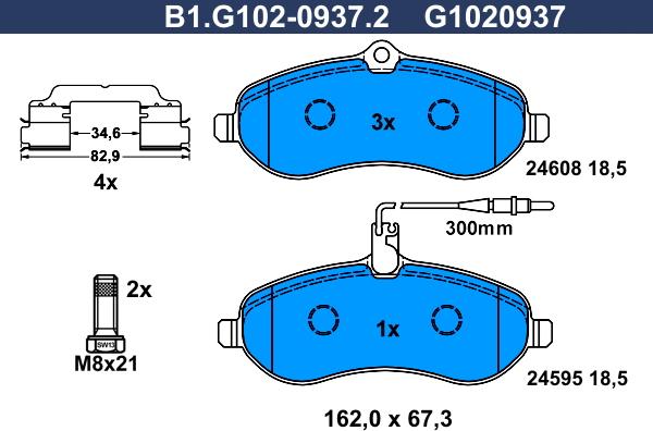 Galfer B1.G102-0937.2 - Тормозные колодки, дисковые, комплект autospares.lv