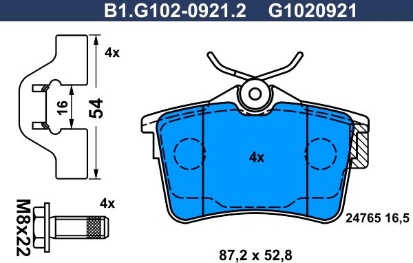 Galfer B1.G102-0921.2 - Тормозные колодки, дисковые, комплект autospares.lv