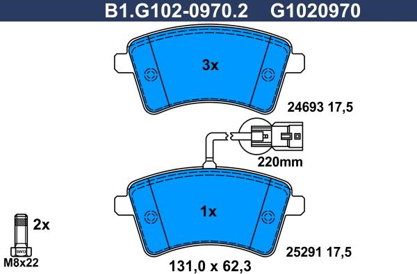 Galfer B1.G102-0970.2 - Тормозные колодки, дисковые, комплект autospares.lv