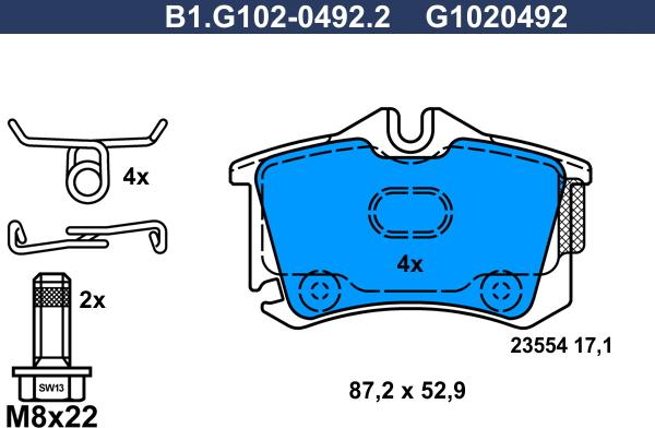 Galfer B1.G102-0492.2 - Тормозные колодки, дисковые, комплект autospares.lv