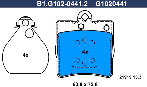 Galfer B1.G102-0441.2 - Тормозные колодки, дисковые, комплект autospares.lv