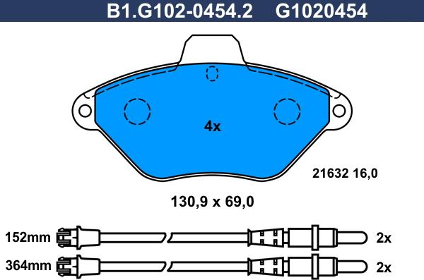 Galfer B1.G102-0454.2 - Тормозные колодки, дисковые, комплект autospares.lv