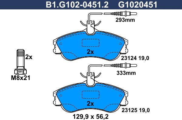 Galfer B1.G102-0451.2 - Тормозные колодки, дисковые, комплект autospares.lv