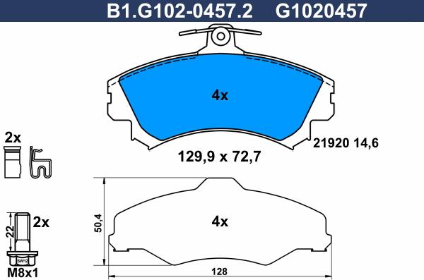 Galfer B1.G102-0457.2 - Тормозные колодки, дисковые, комплект autospares.lv