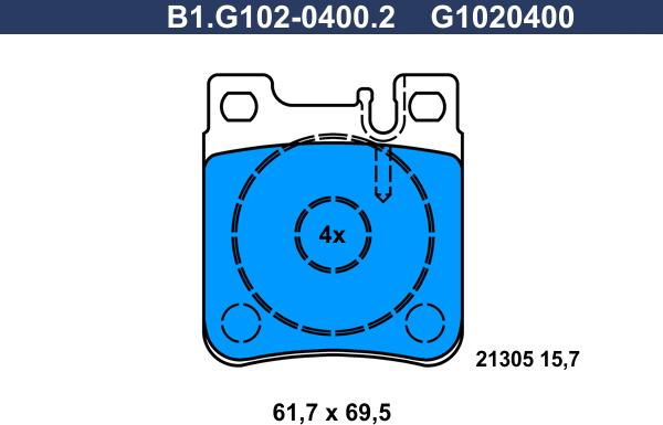 Galfer B1.G102-0400.2 - Тормозные колодки, дисковые, комплект autospares.lv