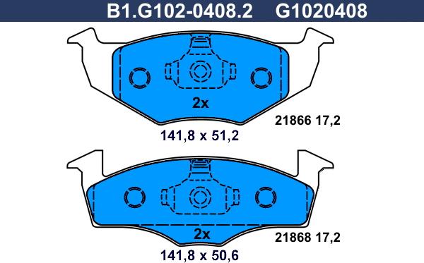 Galfer B1.G102-0408.2 - Тормозные колодки, дисковые, комплект autospares.lv