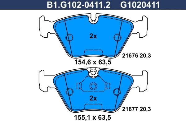 Galfer B1.G102-0411.2 - Тормозные колодки, дисковые, комплект autospares.lv