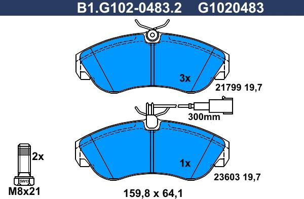 Galfer B1.G102-0483.2 - Тормозные колодки, дисковые, комплект autospares.lv