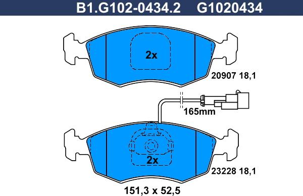 Galfer B1.G102-0434.2 - Тормозные колодки, дисковые, комплект autospares.lv