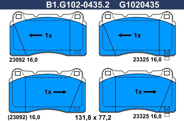 Galfer B1.G102-0435.2 - Тормозные колодки, дисковые, комплект autospares.lv