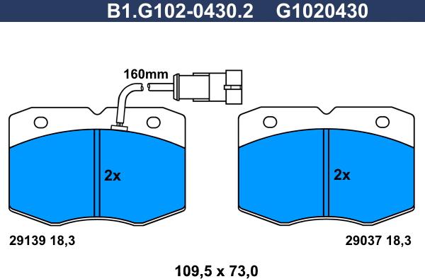 Galfer B1.G102-0430.2 - Тормозные колодки, дисковые, комплект autospares.lv