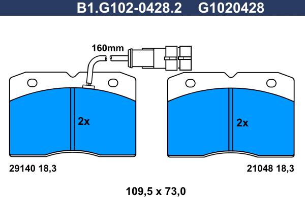 Galfer B1.G102-0428.2 - Тормозные колодки, дисковые, комплект autospares.lv