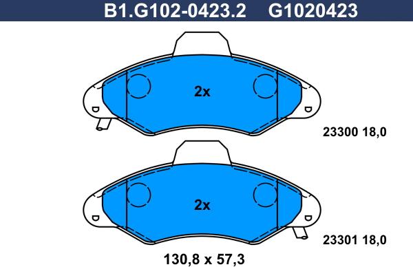 Galfer B1.G102-0423.2 - Тормозные колодки, дисковые, комплект autospares.lv