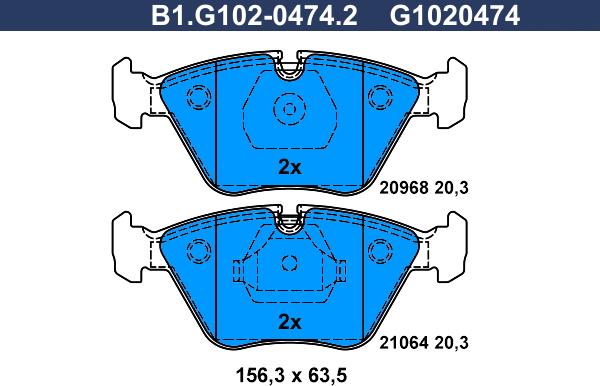 Galfer B1.G102-0474.2 - Тормозные колодки, дисковые, комплект autospares.lv