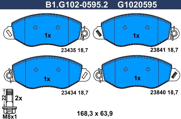 Galfer B1.G102-0595.2 - Тормозные колодки, дисковые, комплект autospares.lv