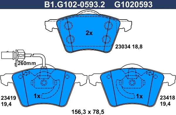 Galfer B1.G102-0593.2 - Тормозные колодки, дисковые, комплект autospares.lv