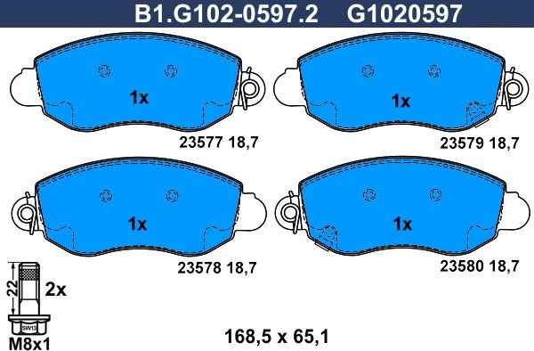 Galfer B1.G102-0597.2 - Тормозные колодки, дисковые, комплект autospares.lv