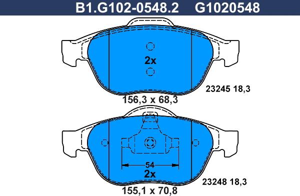 Galfer B1.G102-0548.2 - Тормозные колодки, дисковые, комплект autospares.lv