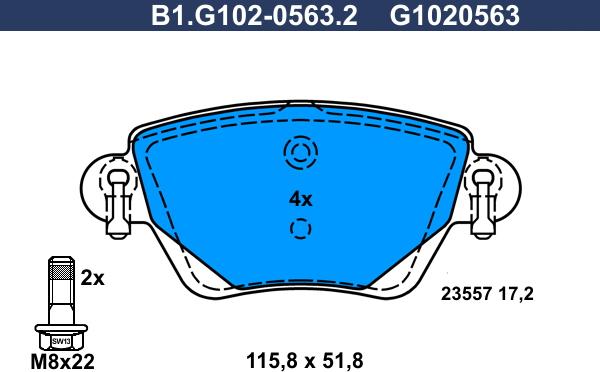 Galfer B1.G102-0563.2 - Тормозные колодки, дисковые, комплект autospares.lv