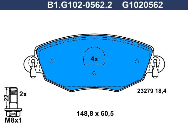 Galfer B1.G102-0562.2 - Тормозные колодки, дисковые, комплект autospares.lv