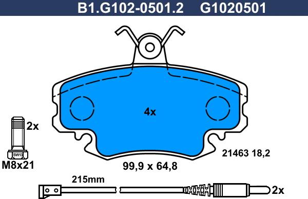 Galfer B1.G102-0501.2 - Тормозные колодки, дисковые, комплект autospares.lv