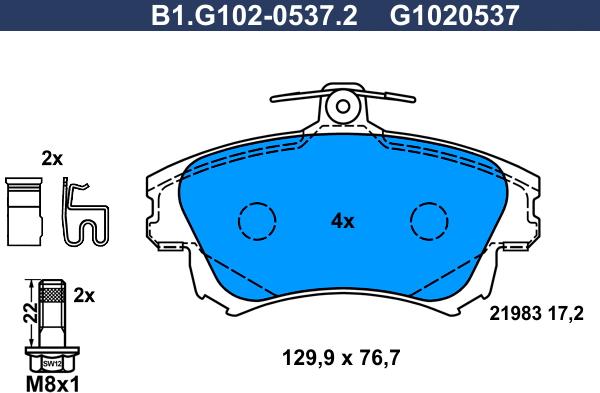 Galfer B1.G102-0537.2 - Тормозные колодки, дисковые, комплект autospares.lv