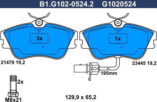 Galfer B1.G102-0524.2 - Тормозные колодки, дисковые, комплект autospares.lv