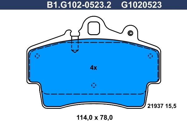 Galfer B1.G102-0523.2 - Тормозные колодки, дисковые, комплект autospares.lv