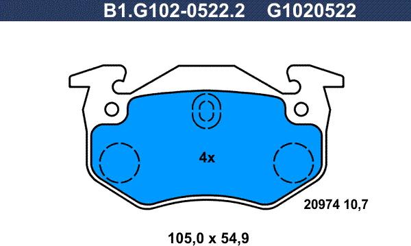 Galfer B1.G102-0522.2 - Тормозные колодки, дисковые, комплект autospares.lv