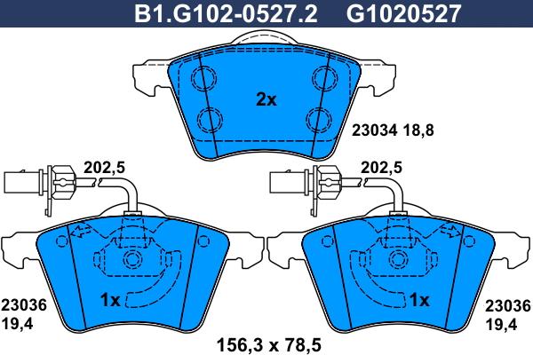 Galfer B1.G102-0527.2 - Тормозные колодки, дисковые, комплект autospares.lv