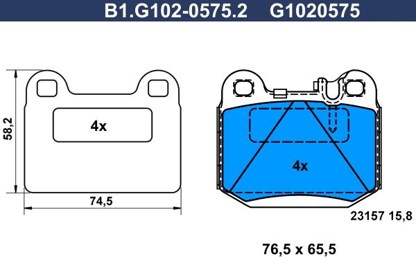 Galfer B1.G102-0575.2 - Тормозные колодки, дисковые, комплект autospares.lv