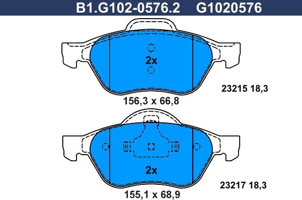 Galfer B1.G102-0576.2 - Тормозные колодки, дисковые, комплект autospares.lv