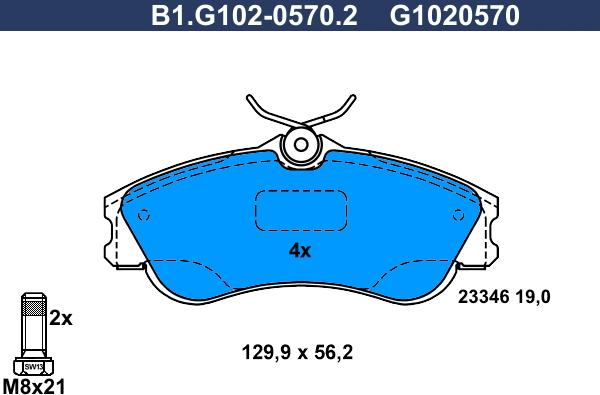 Galfer B1.G102-0570.2 - Тормозные колодки, дисковые, комплект autospares.lv