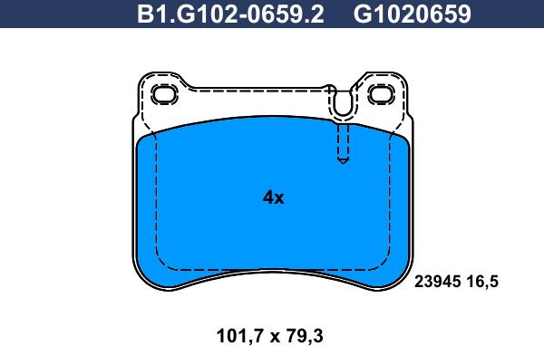 Galfer B1.G102-0659.2 - Тормозные колодки, дисковые, комплект autospares.lv