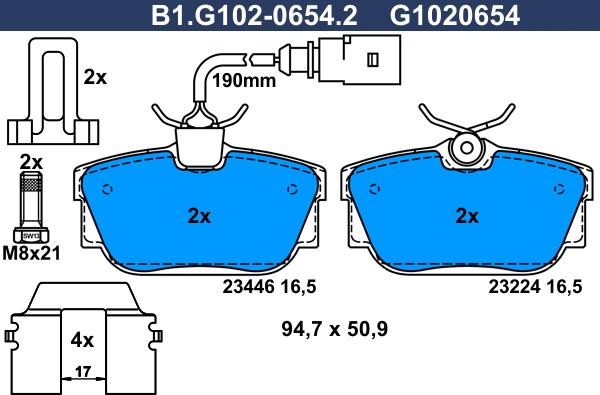 Galfer B1.G102-0654.2 - Тормозные колодки, дисковые, комплект autospares.lv