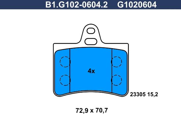 Galfer B1.G102-0604.2 - Тормозные колодки, дисковые, комплект autospares.lv